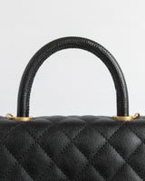Chanel Coco Handle Small | Black Caviar Brushed Gold Hardware-details