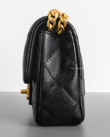 Chanel Mini Rectangle 23P Black Sweet Heart Crush Caviar Brushed Gold Hardware-details