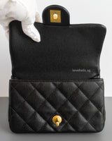 Chanel Mini Rectangle 23P Black Sweet Heart Crush Caviar Brushed Gold Hardware-details