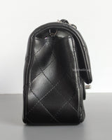 Chanel Classic Flap Mini Rectangle | Black Lambskin Silver Hardware-side