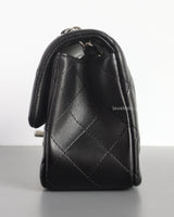 Chanel Classic Flap Mini Rectangle | Black Lambskin Silver Hardware-details