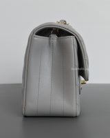 Chanel Classic Flap Chevron Mini Rectangle | Light Grey Lambskin Light Gold Hardware-side