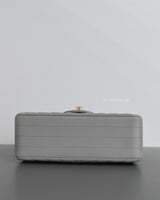 Chanel Classic Flap Chevron Mini Rectangle | Light Grey Lambskin Light Gold Hardware-details