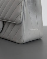 Chanel Classic Flap Chevron Mini Rectangle | Light Grey Lambskin Light Gold Hardware-details