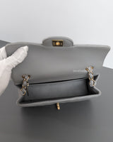 Chanel Classic Flap Chevron Mini Rectangle | Light Grey Lambskin Light Gold Hardware-details