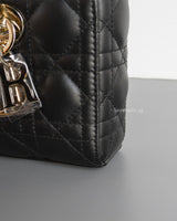 Dior Lady D-Joy Small | Black Lambskin Light Gold Hardware-details