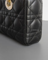 Dior Lady D-Joy Small | Black Lambskin Light Gold Hardware-details