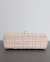 Chanel Mini Rectangle with Top Handle 24P | Tweed Pink Lambskin Light Gold Hardware-details