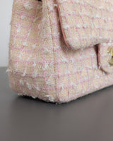 Chanel Mini Rectangle with Top Handle 24P | Tweed Pink Lambskin Light Gold Hardware-details