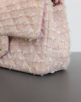 Chanel Mini Rectangle with Top Handle 24P | Tweed Pink Lambskin Light Gold Hardware-details