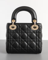 Dior Lady Dior Mini | Black Lambskin Light Gold Hardware-back