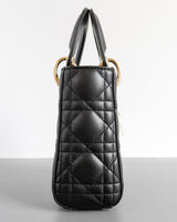 Dior Lady Dior Mini | Black Lambskin Light Gold Hardware-side