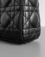 Dior Lady Dior Mini | Black Lambskin Light Gold Hardware-details