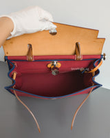 Hermes Herbag 31 Tilt Toile Officier/ Vache Hunter | Ruby/ Malta Blue Palladium Hardware-details