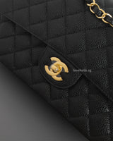 Chanel Classic Flap Medium | Black Caviar Gold Hardware-details