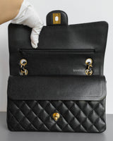 Chanel Classic Flap Medium | Black Caviar Gold Hardware-details