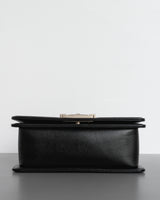Chanel Boy Small | Black Caviar Brushed Gold Hardware-details