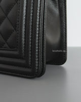 Chanel Boy Small | Black Caviar Brushed Gold Hardware-details