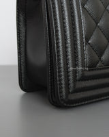 Chanel Boy Small | Black Caviar Brushed Gold Hardware-details