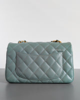 Chanel Mini Rectangle 18C Tiffany Blue Caviar Brushed Gold Hardware-back