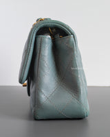 Chanel Mini Rectangle 18C Tiffany Blue Caviar Brushed Gold Hardware-details