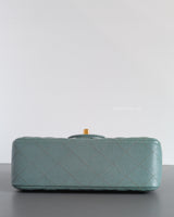 Chanel Mini Rectangle 18C Tiffany Blue Caviar Brushed Gold Hardware-details