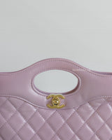 Chanel 31 | Rose Claire Lilac Calfskin Light Gold Hardware-details