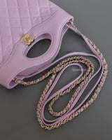 Chanel 31 | Rose Claire Lilac Calfskin Light Gold Hardware-details