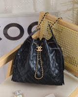 Chanel 25 Medium | Black Caviar Brushed Gold Hardware