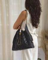 Chanel 25 Medium | Black Caviar Brushed Gold Hardware