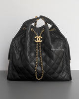 Chanel 25 Medium | Black Caviar Brushed Gold Hardware