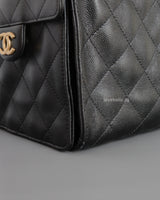 Chanel 25 Medium | Black Caviar Brushed Gold Hardware