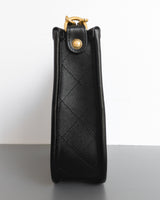 Chanel Hobo Black Calfskin Brushed Gold Hardware-side