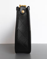 Chanel Hobo Black Calfskin Brushed Gold Hardware-details