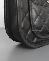 Chanel Hobo Black Calfskin Brushed Gold Hardware-details
