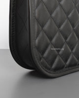 Chanel Hobo Black Calfskin Brushed Gold Hardware-details