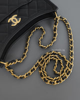 Chanel Hobo Black Calfskin Brushed Gold Hardware-details