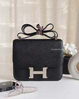 Hermes Constance 24 | Black Epsom Palladium Hardware-front