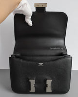 Hermes Constance 24 | Black Epsom Palladium Hardware-details