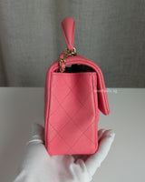 Mini Rectangle with Top Handle 21S Pink Caviar Brushed Gold Hardware