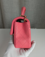 Mini Rectangle with Top Handle 21S Pink Caviar Brushed Gold Hardware