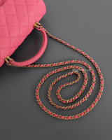 Chanel Mini Rectangle with Top Handle 21S Pink Caviar Brushed Gold Hardware-details
