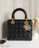 Dior Lady Dior Medium | Black Lambskin Gold Hardware-front