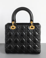 Dior Lady Dior Medium | Black Lambskin Gold Hardware-back