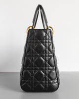 Dior Lady Dior Medium | Black Lambskin Gold Hardware-side