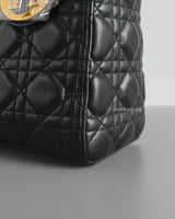 Dior Lady Dior Medium | Black Lambskin Gold Hardware-details