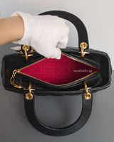 Dior Lady Dior Medium | Black Lambskin Gold Hardware-details