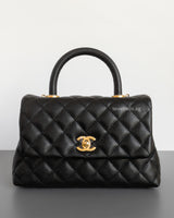 Chanel Coco Handle Small | Black Caviar Brushed Gold Hardware-front1
