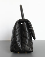 Chanel Coco Handle Small | Black Caviar Brushed Gold Hardware-side