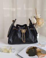 Chanel 25 Mini | Black Caviar Brushed Gold Hardware